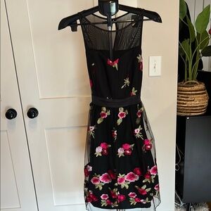 Floral Embroidered Black Dress